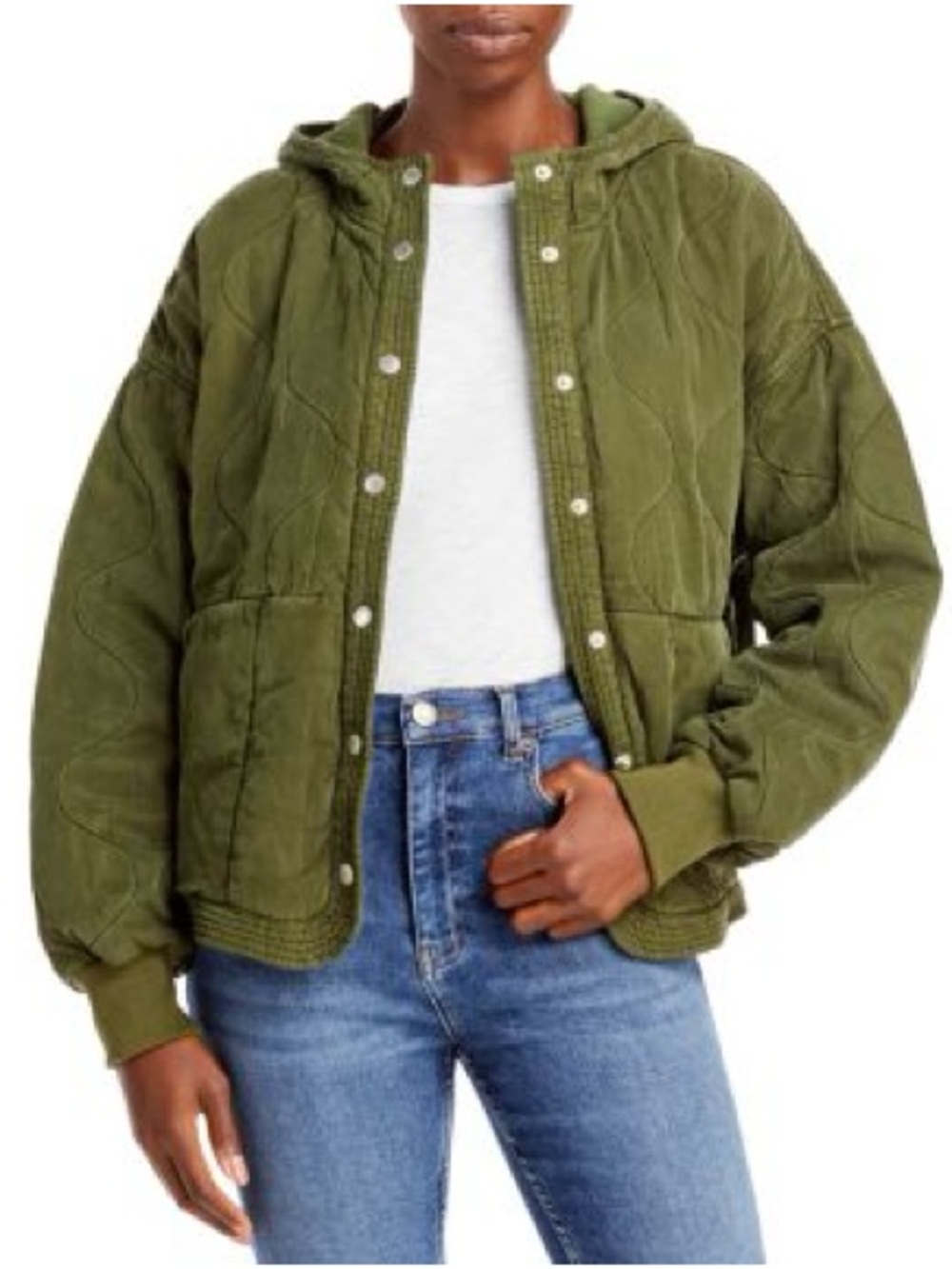 Blank NYC Olive Quilted Hooded Jacket